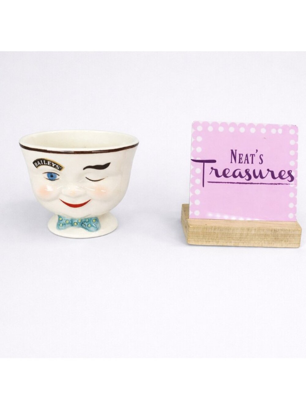 Limited Edition 1996 Baileys Irish Creme WINKING FACE Bow Tie Footed 3" Mug Cup